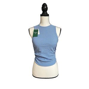 Halara Softlyzero Airy Blue Gingham Sleeveless Tank Top Built In Bra Size M NWT